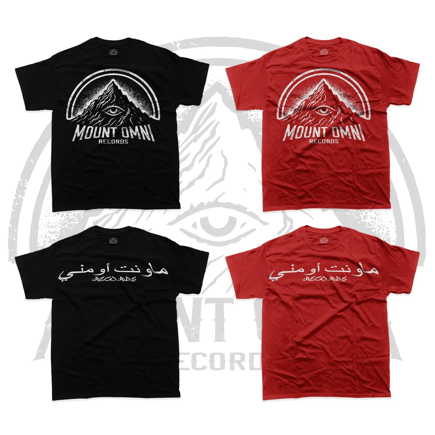 Mount Omni Records identity applied to apparel